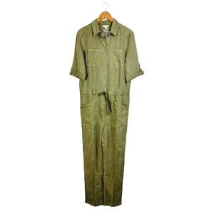Sundance Wayside Cargo Utility Jumpsuit Medium Sage Green Tencel NWT